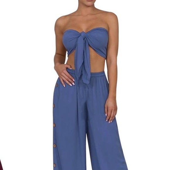 NEW W/Tags L’atiste Denim Chambray Pants Set, Size Small - Picture 4 of 9